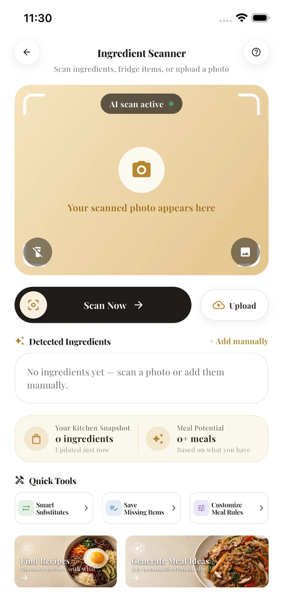 Ingredient Scanner screen